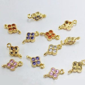 Bulk 50pcs Tiny Zircon Clover Charm, Flower Connector, CZ Pave Charm,Gemstone Charm,Jewelry Making,Material Craft Supplies,wholesale