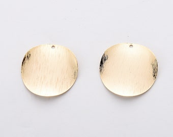 6PCS Real Gold Plated Wavy Shape Disc Charm,25mm Disc, Round Statement Pendant, Jewelry Making, Craft Supplies