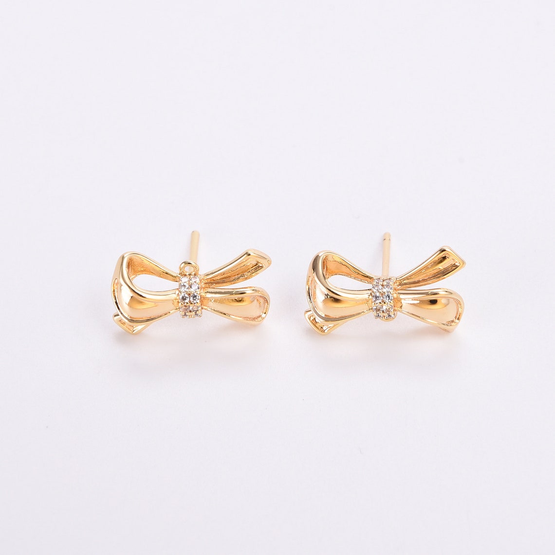 6PCS Real 18K Gold Plated Bow Earring Ear Wire Bow Post Etsy