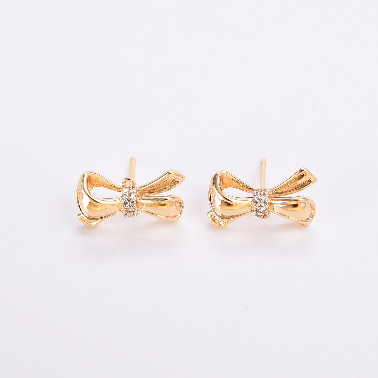 6PCS Real 18K Gold Plated Bow Earring Ear Wire Bow Post Etsy