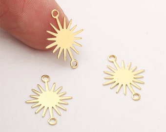 10pcs Raw Brass Sun Charm ,Sun Connector, Earring Findings, Jewelry Making, Diy Material, Jewelry Supplies