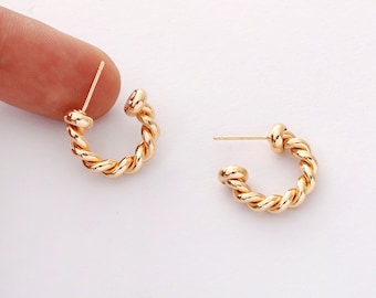 Pendientes de barra chapados en oro de 18 quilates reales de 4 piezas, pendientes de poste de metal, hallazgos de joyería de diseñador, pendientes diy, barra de oreja de plata de ley 925