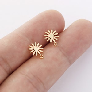 10pcs Real Gold Plated Daisy Earrings, Flower Stud Earrings, Minimalist Geometry Earrings,Jewelry accessories,Nickel Free