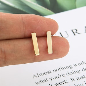 10pcs Real Gold Plated Stick Earrings, Bar Stud Earrings, Minimalist Geometry Earrings,Jewelry accessories,Nickel Free