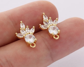 Boucles d'oreilles en zircon en or véritable 6 pièces