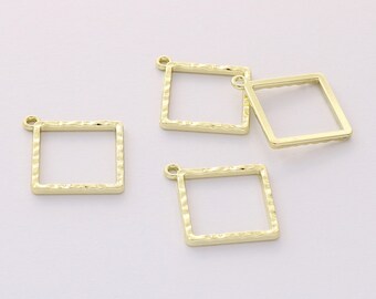 10pcs Gold Plated Alloy Charm, Hollow Diamond Pendant ,Earring Jewelry DIY Material