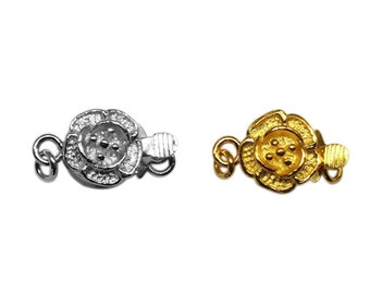 4 Uds. Cierre de flor de plata de ley 925, cierre de una sola hebra, cierre de perla a presión, cierre de pulsera/collar, hallazgos de joyería, 9mm
