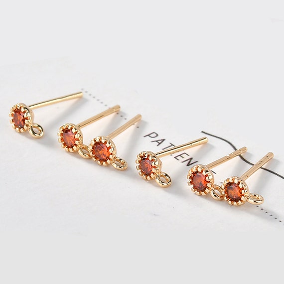 Wine Glass Stud Earrings Cubic Zirconia CZ Post Gold-plated Wine Glass Stud Earrings Cubic Zirconia CZ Post Gold-plated