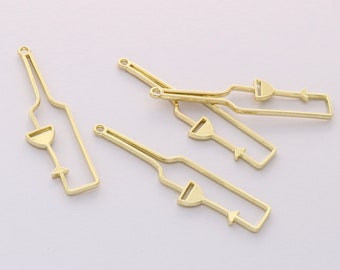 10pcs Gold Plated Alloy Charm,Hollow Bottle Pendant ,Earring Jewelry DIY Material