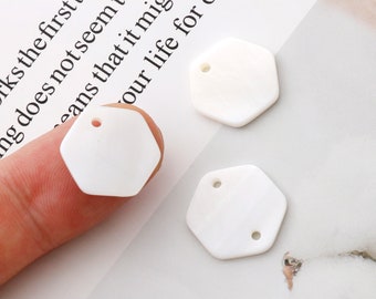 10 piezas de encanto de concha natural, colgante de concha hexagonal, búsqueda de concha, fabricación de pendientes, materiales de joyería