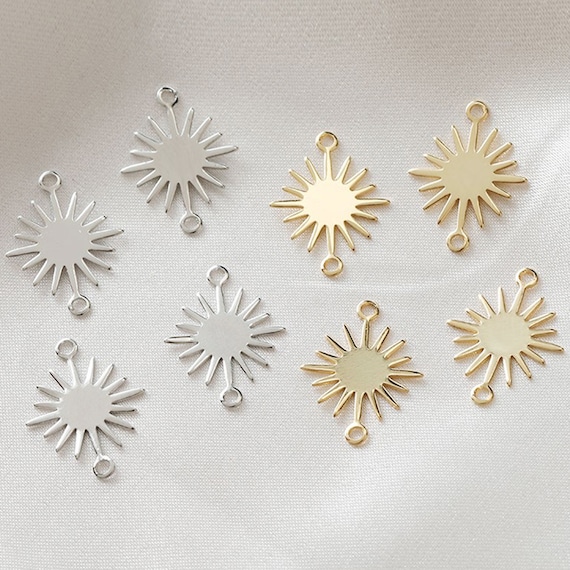 10Pcs Real Gold Sun Charms,Sun Connector, Sun Necklace Charms, Bracelet Charms,Handmade Jewelry Supplies