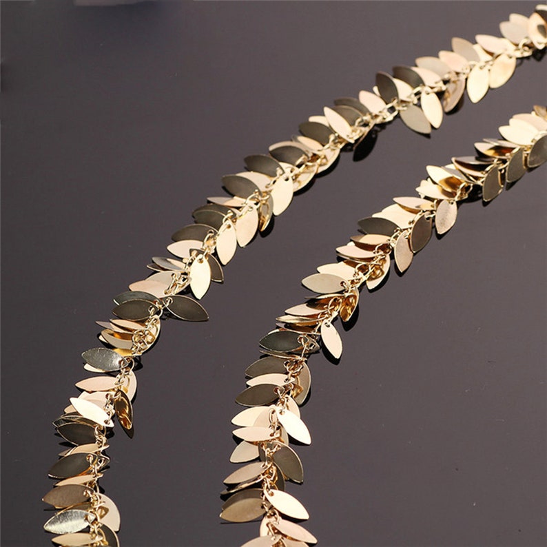 3.3 Feet/1m Gold Plated Brass Leaves Chain, Dainty Leaves Chain Chains ...