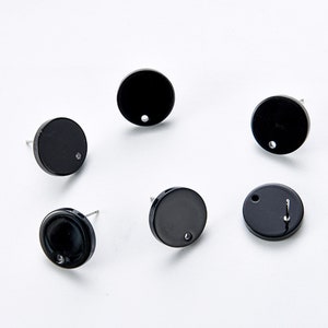 10pcs Cellulose Acetatic Earrings 16MM Ear Stud Black Resin Earring Attachment Jewelry Diy Material Jewelry Accessories Craft Supplies