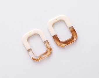 10pcs 23*31mm Rectangle Cellulose Acetatic Charm,Geometric Light Brown Resin Pendants,Jewelry Charm, Diy Jewelry Accessories, Craft Supplies