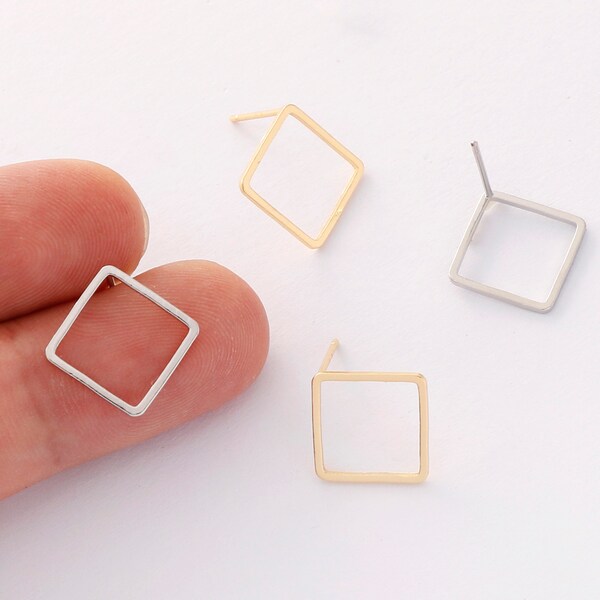 10pcs Real Gold Plated Diamond Earrings,Hollow Diamond Stud Earrings, Minimalist Geometry Earrings,Jewelry accessories,Nickel Free
