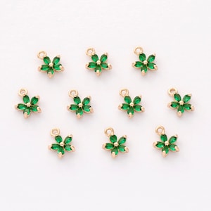 10pcs Gold Plated Flower Charm, Tiny Mini Zircon Flower Penant,cz Pave Charm,Jewelry Accessories, Nickel Free,high-quality