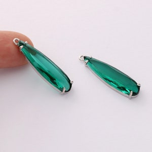 10pcs pendentif à breloque en verre de cristal vert, grandes perles de lucite à facettes, pendentif en verre en forme de larme, pierre précieuse de lunette, prix de gros