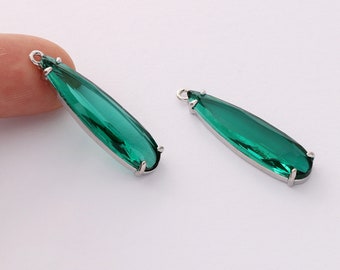 10pcs Green Crystal Glass Charm Pendant,Large Faceted Lucite Beads,Teardrop Glass Pendant,Bezel Gemstone, wholesale prices