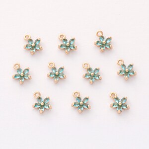 10pcs Gold Plated Flower Charm, Tiny Mini Zircon Flower Penant,cz Pave Charm,Jewelry Accessories, Nickel Free,high-quality