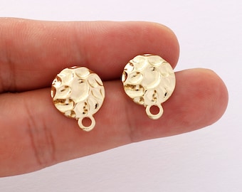 10pcs Gold Plated Alloy Earrings, Round Circle Stud Earrings ,Earring Jewelry DIY Material