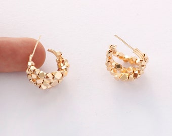 Pendientes de latón chapado en oro real de 18 quilates de 4 piezas, pendientes de poste de metal, hallazgo de joyería de diseñador, pendiente diy, barra de oreja de plata de ley 925