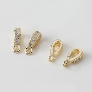 10pcs Real Gold Plated Bead Pendant Bail Charm Holder Slider,Pinch Bail, Pendant Bail, Pendant Holder, Necklace Bail, Brass Bail, Connector