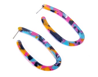 6pcs U Shape Cellulose Acetatic Earrings Resin Pendants Jewelry Charm Diy Jewelry Accessories Craft Supplies