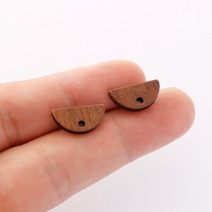10pcs Semicircle Wood Earrings, Wood Stud Earrings,Ear Wire, Earrings Post,Wood Jewelry Accessories, Diy Material, Craft Supplies