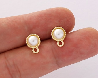 Pendientes de aleación chapados en oro de 10 piezas, pendientes de perlas, Material de bricolaje de joyería de pendientes