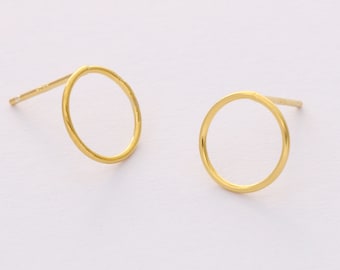 925 Sterling Silver Round Circle Stud Earrings - 6mm, 8mm, 10mm Flat Disc