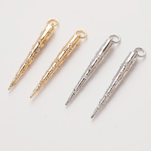 6 pièces plaqué or véritable ConeCharm, pendentif cône pavé CZ, breloque en pointe de Zircon, accessoires de boucles d'oreilles, fixation de boucle d'oreille bricolage