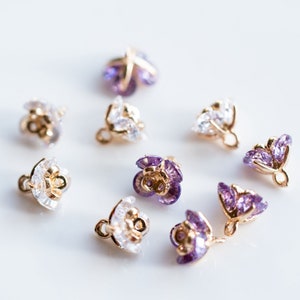 10pcs CZ Pave Charm, Zircon Flower Pendant, Flower Charm,8mm,Jewelry Making,Material Craft Supplies