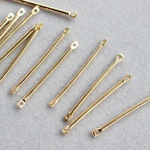 10PCS Real Gold Plated Gold Bar Charm, Round Bar Connector,25MM/30MM/35MM/40MM Bar,Jewelry Making, DIY Material, Craft Supplies