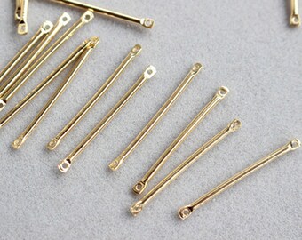 10PCS Real Gold Plated Gold Bar Charm, Round Bar Connector,25MM/30MM/35MM/40MM Bar,Jewelry Making, DIY Material, Craft Supplies