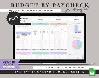 Tweewekelijkse budgetspreadsheet, salarisbegrotingssjabloon, maandelijkse budgetspreadsheet, Google Spreadsheets-budgetplanner, tweewekelijkse budgettracker