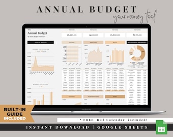 Budget Planner, Annual Budget Spreadsheet, Google Sheets Budget Template, Monthly Budget Spreadsheet, Budget Tracker, Personal Finance