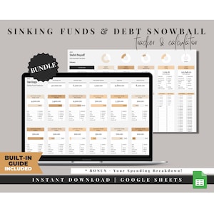 Debt Snowball Spreadsheet, Debt Tracker, Google Sheets, Savings Tracker, Personal Finance, Sinking Funds Tracker, Debt Payoff Tracker
