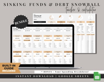 Debt Snowball Spreadsheet, Debt Tracker, Google Sheets, Savings Tracker, Personal Finance, Sinking Funds Tracker, Debt Payoff Tracker