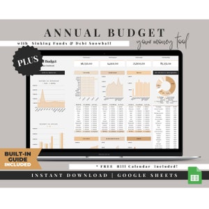 Annual Budget Google Sheets, Budget Planner, Annual Budget Spreadsheet, Monthly Budget Template, Annual Budget Tracker, Personal Finance