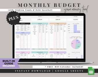 Monthly Budget Spreadsheet, Google Sheets Budget Template, Monthly Budget Planner, Personal Finance Tracker, Simple Budget Spreadsheet