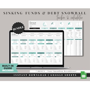 Debt Snowball Spreadsheet, Debt Tracker, Google Sheets, Sinking Funds Tracker, Savings Tracker, Debt Payoff Tracker, Personal Finance