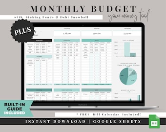 Monthly Budget for Google Sheets, Budget Template, Simple Monthly Budget Planner, Monthly Budget Spreadsheet, Personal Finance Tracker