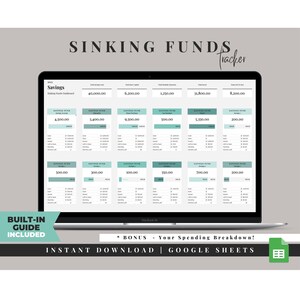 Savings Tracker Spreadsheet, Sinking Funds Tracker, Google Sheets Budget Template, Personal Finance Spreadsheet, Sinking Funds Spreadsheet