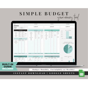 Simple Budget Spreadsheet, Monthly Budget Planner, Google Sheets Budget Template, Bi Weekly Budget Tracker, Fortnightly Paycheck Budget