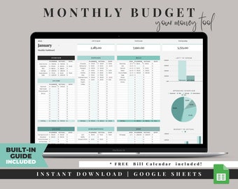 Monthly Budget Template - Google Sheets - Etsy