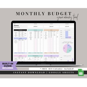 Monthly Budget Spreadsheet for Google Sheets, Budget Template, Monthly Budget Planner, Personal Finance Tracker, Simple Budget Spreadsheet
