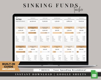 Sinking Funds Tracker, Savings Tracker Spreadsheet, Personal Finance Spreadsheet, Google Sheets Budget Template, Sinking Funds Spreadsheet