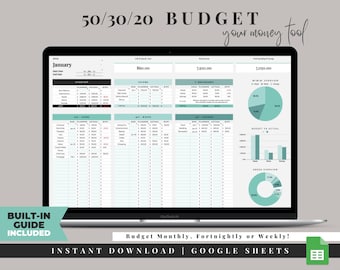 50 30 20 Budget Planner Google Sheets, Simple Monthly Budget Spreadsheet, Bi Weekly Budget Tracker, Paycheck Budget Template 70 20 10 Budget