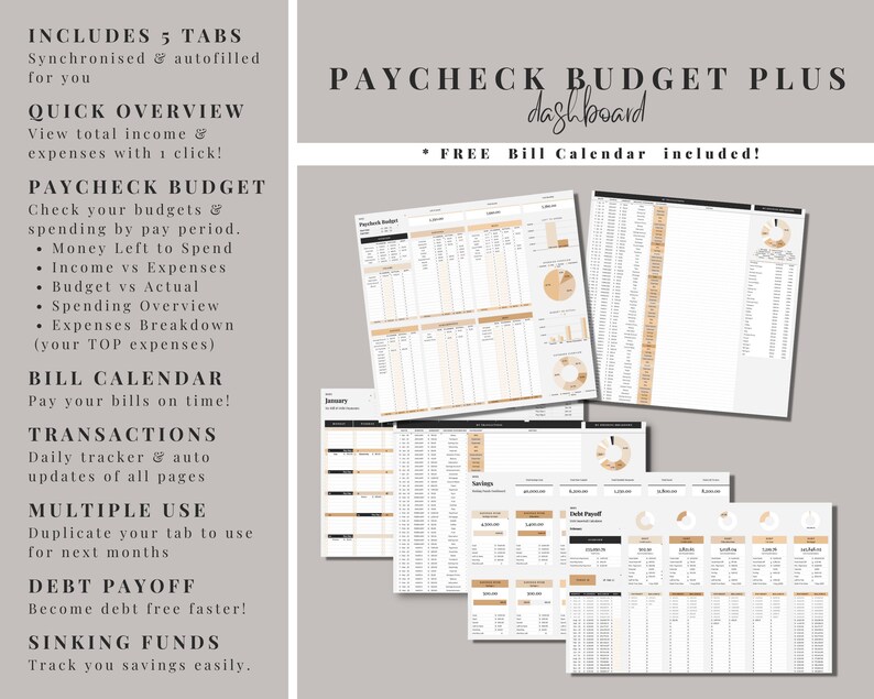 Paycheck Budget Spreadsheet, Bi Weekly Budget Planner, Monthly Budget Template Google Sheets, Simple Budget Tracker, Fortnightly Budget image 3