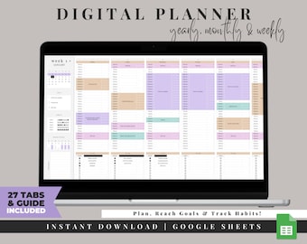 Spreadsheet Planner, Google Sheets Digital Planner, Annual Planner Calendar, Daily Schedule Task Tracker, Sheets Template, Daily To Do List